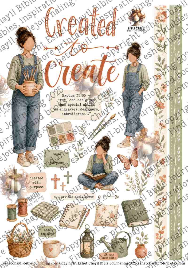 Created to Create - ENGLISH - Bible Journaling and Scripture Writing Printable
