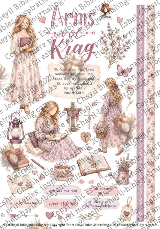 Arms vol Krag - AFRIKAANS - Bible Journaling and Scripture Writing Printable