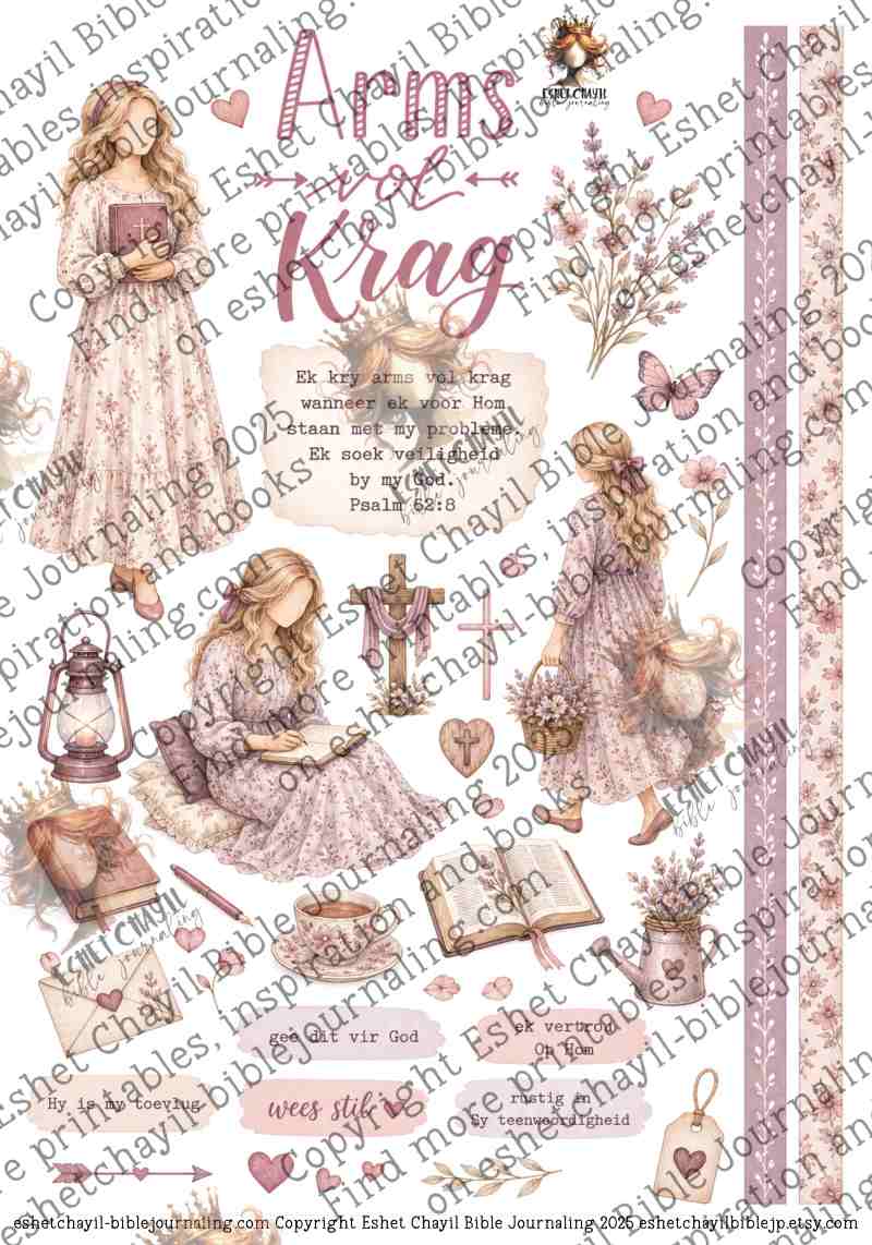 Arms vol krag - AFRIKAANS - Bible Journaling and Scripture Writing Printable