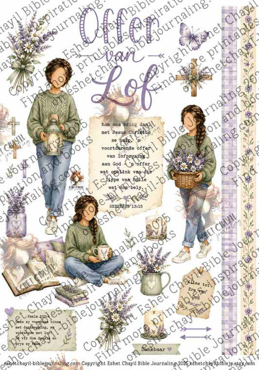 Offer van Lof - AFRIKAANS - Bible Journaling and Scripture Writing Printable (Copy) (Copy)