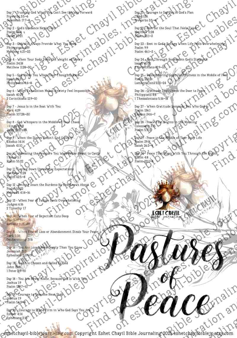 Pastures of Peace - ENGLISH - Bible Journaling and Scripture Writing Printable