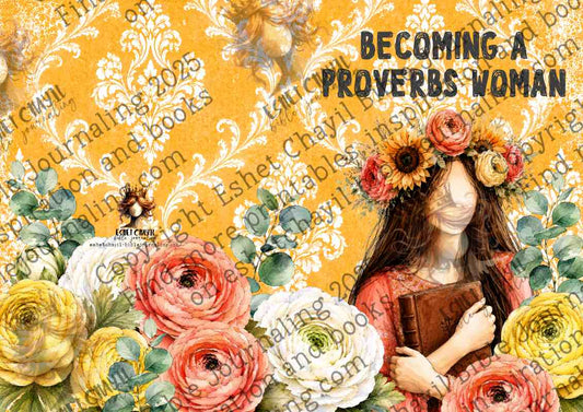 #BIBLE ART JOURNAL - BECOME A PROVERBS WOMAN A4 HARDCOVER JOURNAL YELLOW - ENGLISH