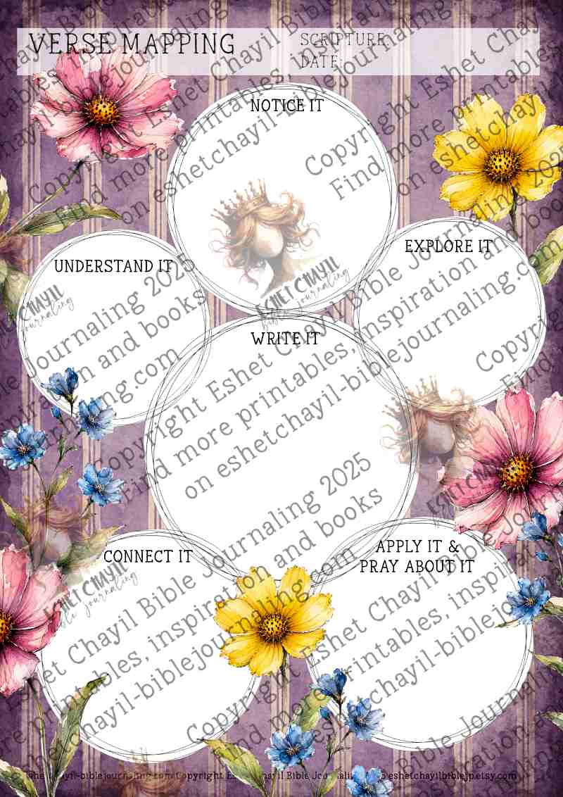 Wildflower Bible Verse Mapping Printable | A4 Scripture Study Worksheet PDF