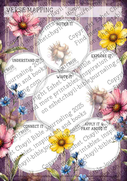 Bible Verse Mapping Printable Bundle | 10 A4 Bible Study Worksheets PDF