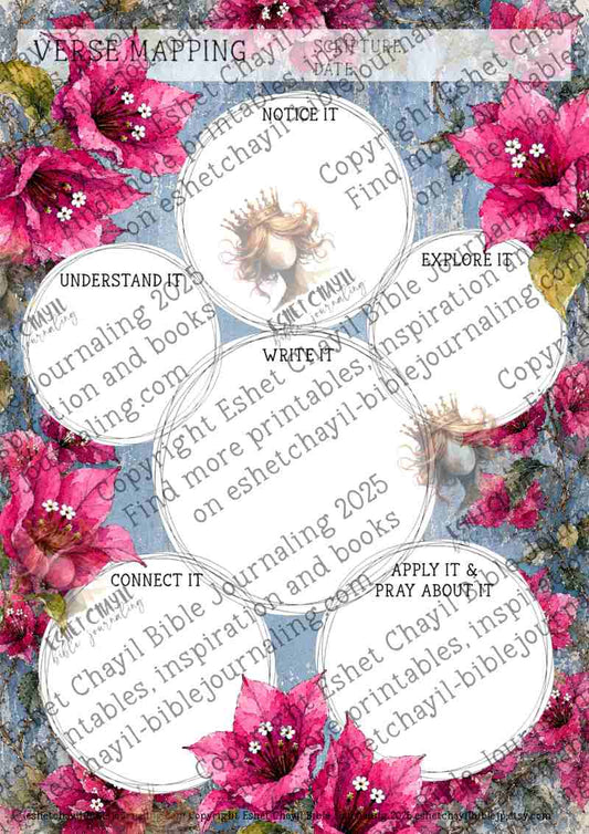 Bougainvillea Bible Verse Mapping Printable | A4 Scripture Study Worksheet PDF