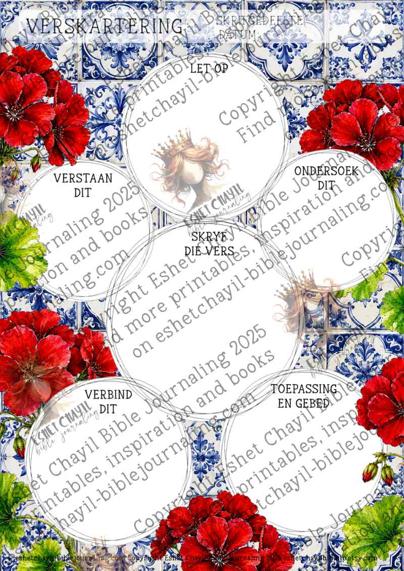 Afrikaanse Verskartering – Rooi Malva | A4 Verskaart PDF | Kreatiewe Bybelstudie