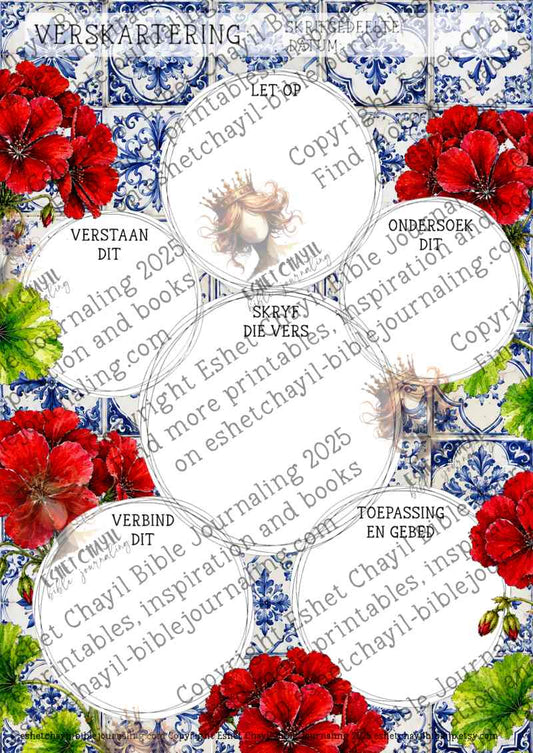 Afrikaanse Verskartering – Rooi Malva | A4 Verskaart PDF | Kreatiewe Bybelstudie