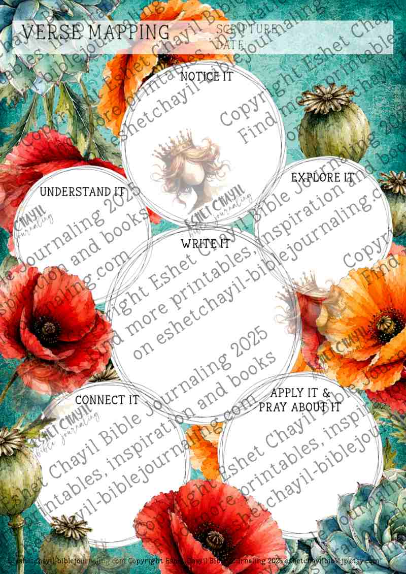 Poppy Bible Verse Mapping Printable | A4 Scripture Study Worksheet PDF