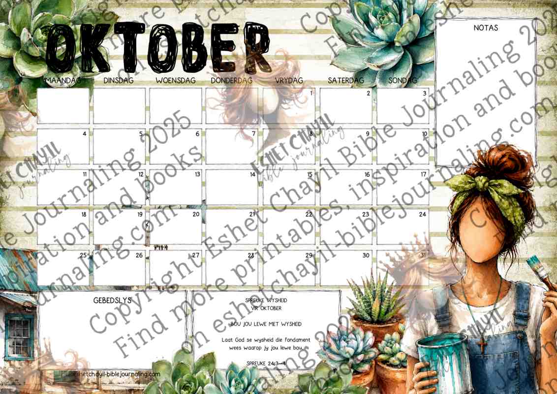 2027 Spreuke Kalender | Drukbare Christelike Kalender PDF