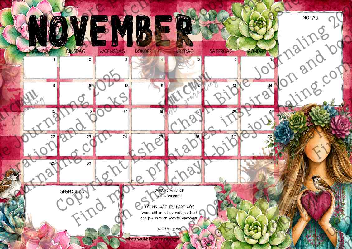 2027 Spreuke Kalender | Drukbare Christelike Kalender PDF
