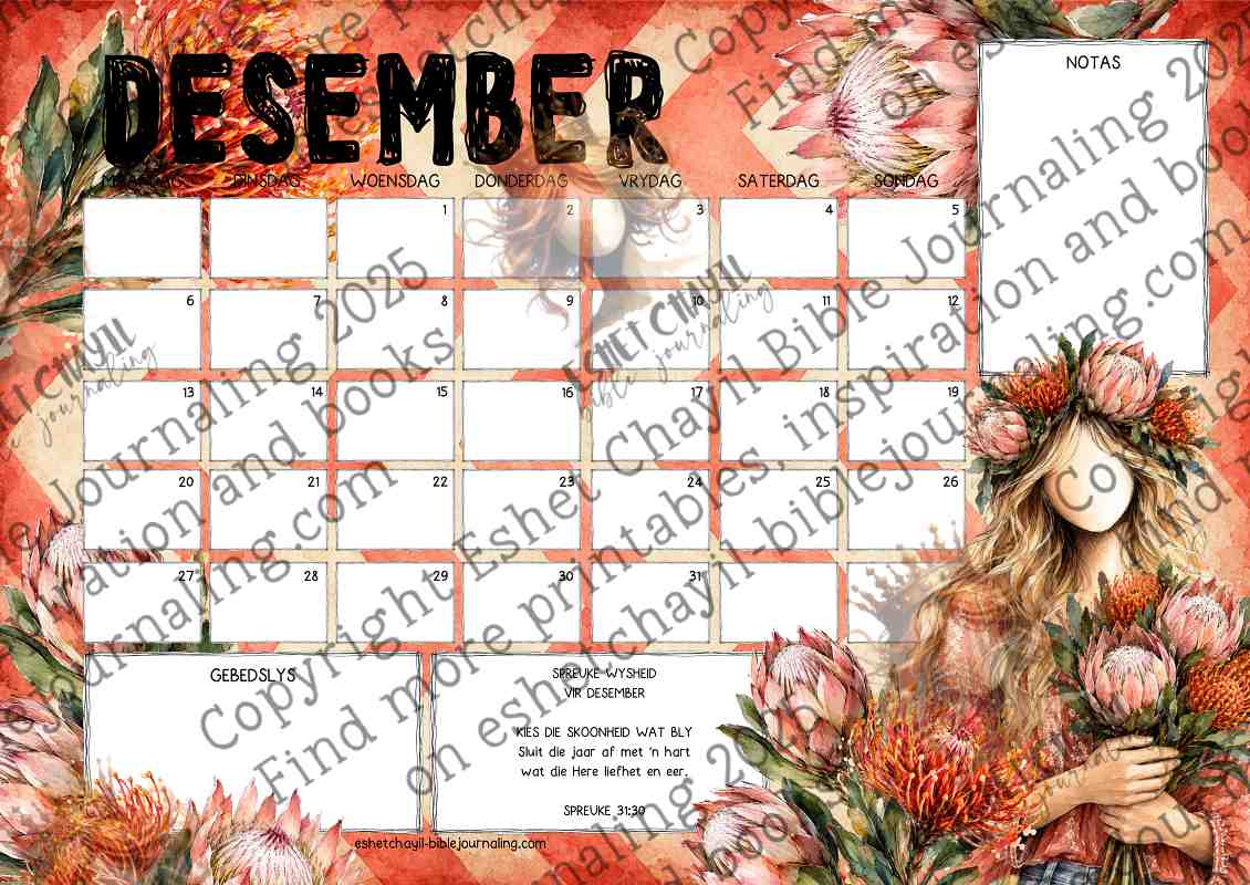 2027 Spreuke Kalender | Drukbare Christelike Kalender PDF