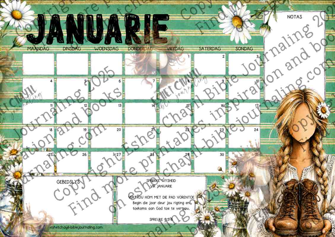 2027 Spreuke Kalender | Drukbare Christelike Kalender PDF