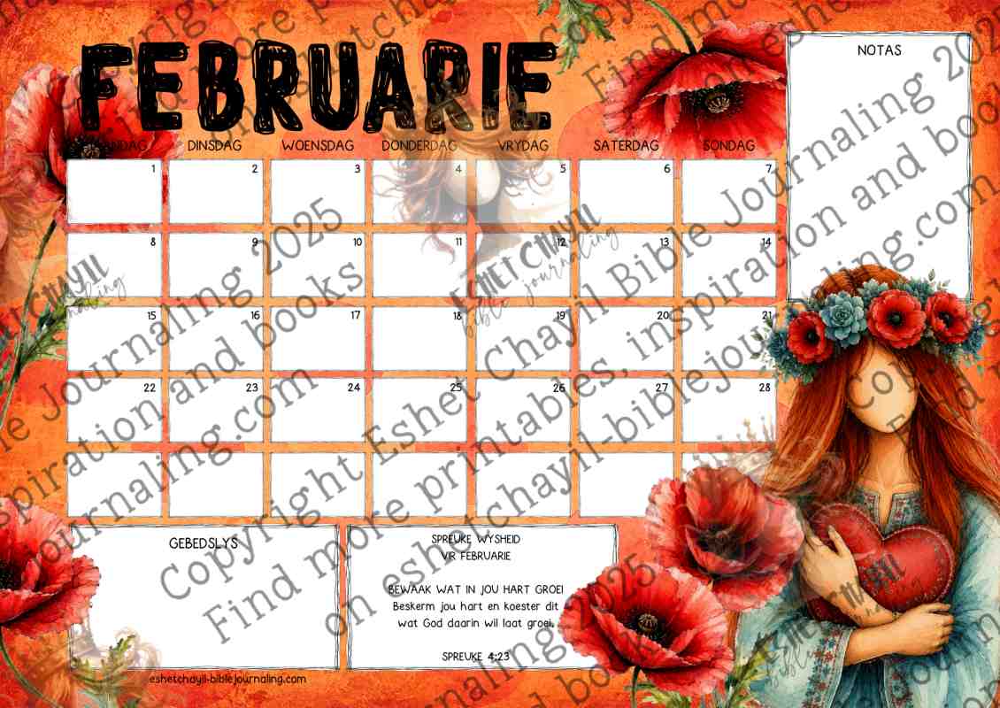 2027 Spreuke Kalender | Drukbare Christelike Kalender PDF