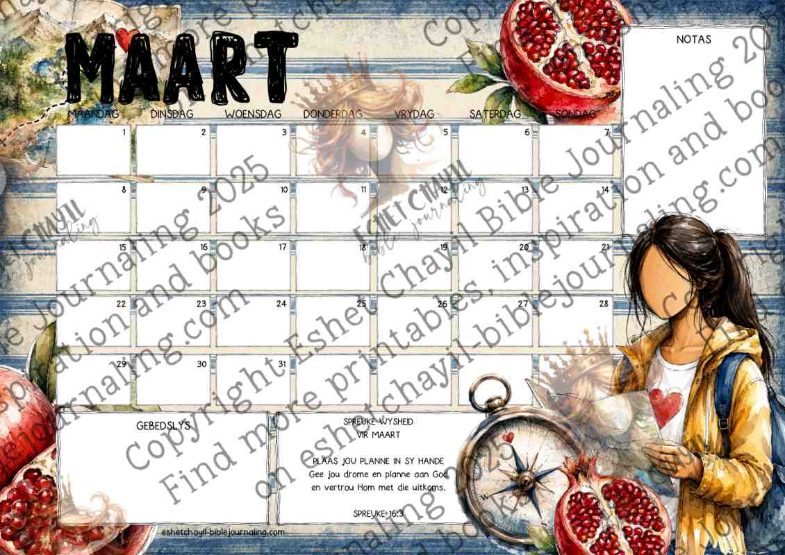 2027 Spreuke Kalender | Drukbare Christelike Kalender PDF