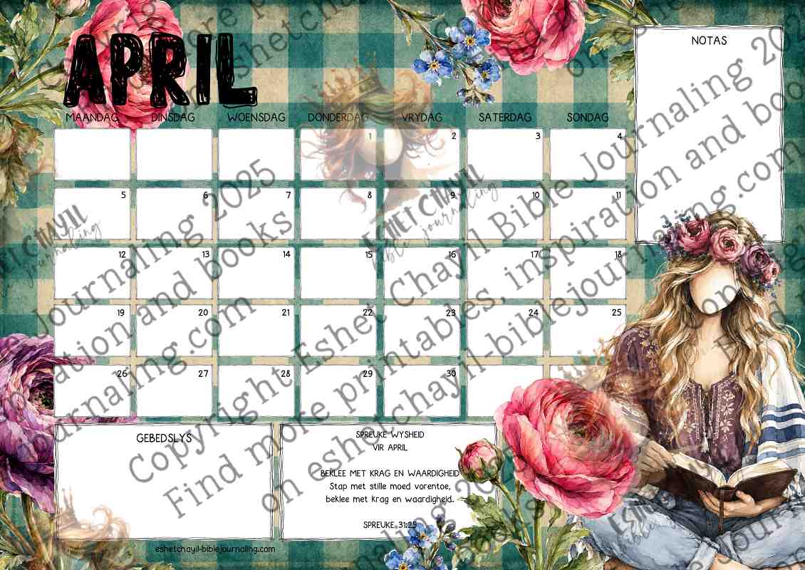 2027 Spreuke Kalender | Drukbare Christelike Kalender PDF