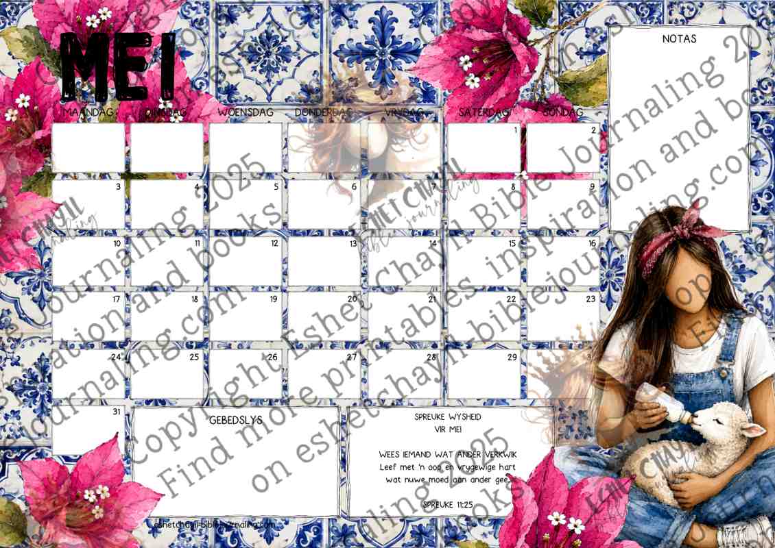 2027 Spreuke Kalender | Drukbare Christelike Kalender PDF