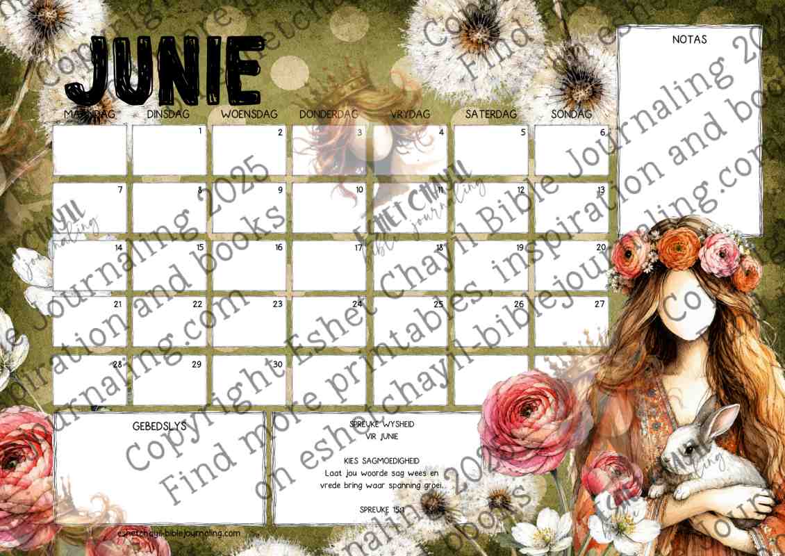 2027 Spreuke Kalender | Drukbare Christelike Kalender PDF