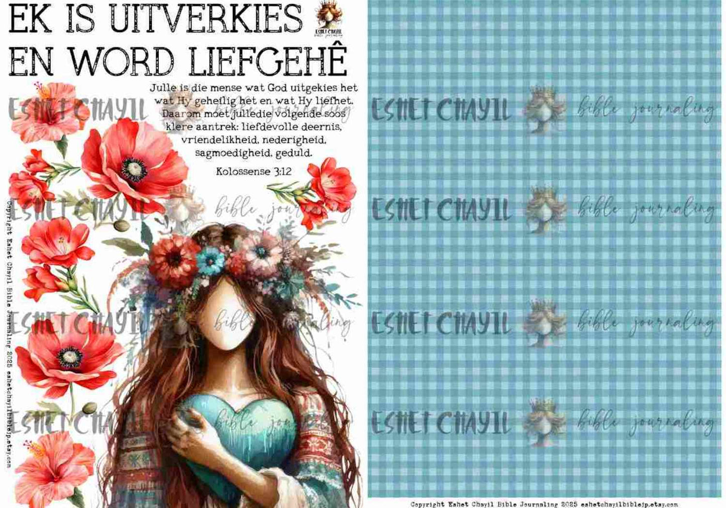 #BEVESTIGING 5 - Ek is uitverkies en word liefgehê – Kolossense 3:12  - Bible Journaling Printable