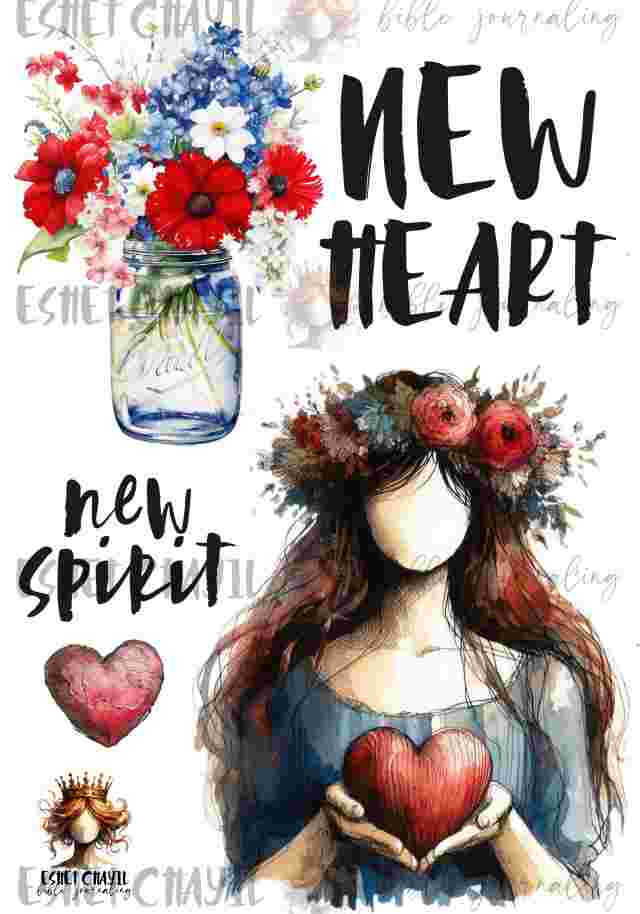 #BIBLE JOURNALING PRINTABLE - NEW HEART ENGLISH