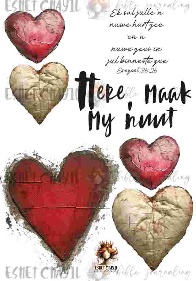 #BIBLE JOURNALING PRINTABLE - NEW HEART AFRIKAANS