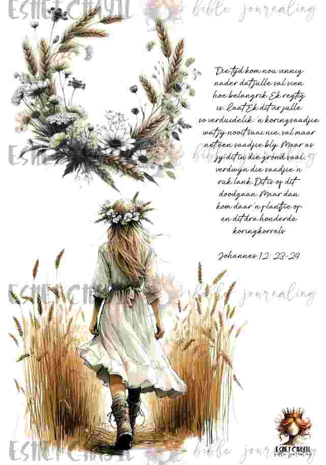 #BIBLE JOURNALING PRINTABLE - GRAIN OF WHEAT AFRIKAANS