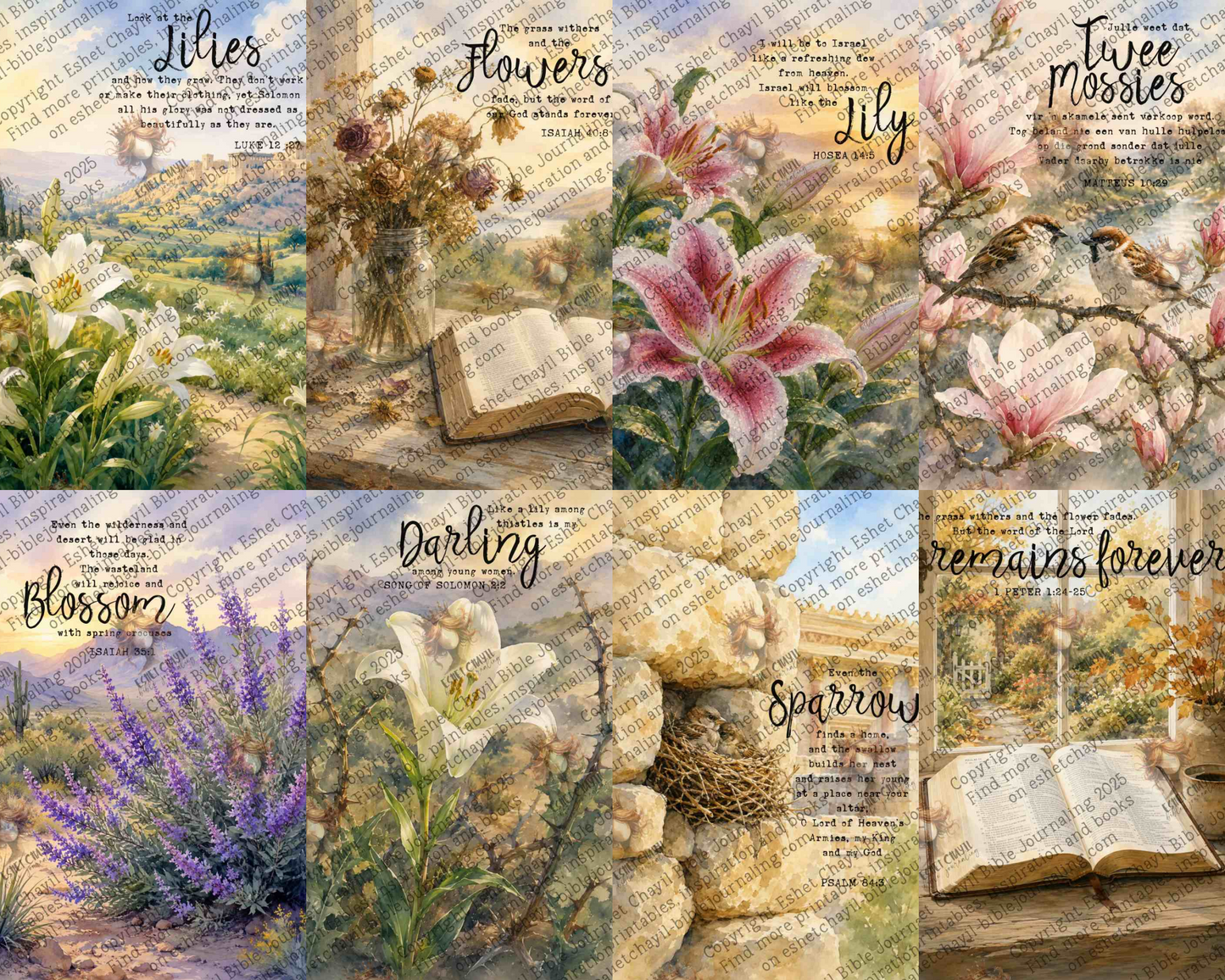 Flowers and Sparrows – Bible Journaling Tip Ins and Devotional Cards