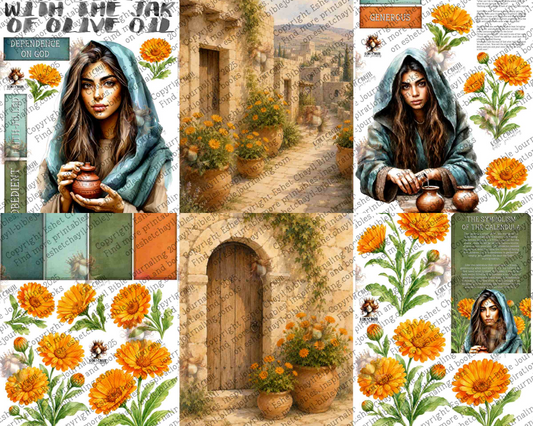 WOB PRINTABLE #N48 WIDOW WITH THE JAR OF OIL (DETAILED FACES) - ENGLISH